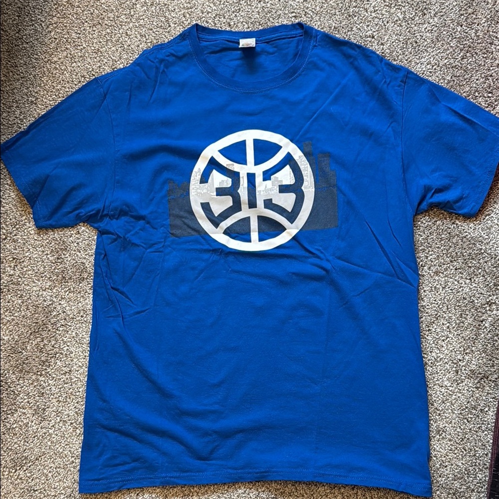 Fruit of the Loom Blue and White Short Sleeve Tee